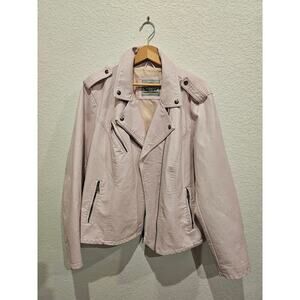 NWT Levi Blush Pink Asymmetrical Zip Lined Women's 2x Vegan Leather Moto Jacket